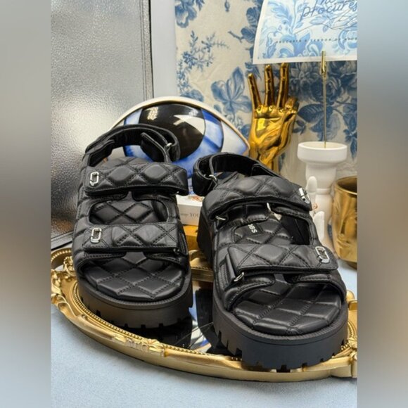 🆕 MARC JACOBS 🧿 NWOB The Quilted Sunny Leather Dad Sandals, Sz 40 US 10 - Picture 5 of 15